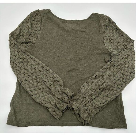 Madewell Texture & Thread Eyelet Mix Ruffle-Sleeve Top Size S green - Picture 7 of 9